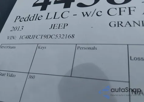 2013 Jeep Grand Cherokee Overland z USA, uszkodzony, nr VIN 1C4RJFCT9DC532168